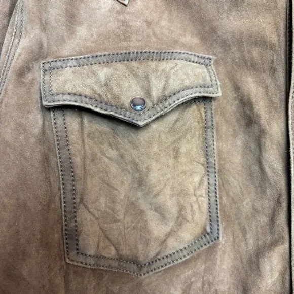 Scully Mens Brown Suede Real Leather Western Snap Front Shirt Jacket Size 2XL
